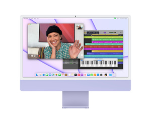 Hand-drawn arms and smiling face, MacBook Pro 13 inch juggles the Zoom, Apple Music, Microsoft Word and Autodesk AutoCAD icons overhead.