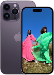 iPhone 14 Pro—available in Deep Purple, Gold, Silver, and Space Black.