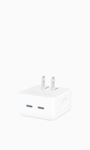 35W Dual USB-C Port Compact Power Adapter, two USB-C ports, white