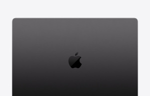 MacBook Pro, closed, top, Apple logo centered on lid, Space Black color