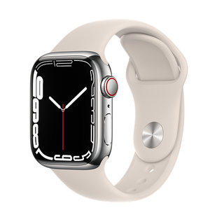 Apple Watch Series 7 Gps Cellularモデル 41mmシルバーステンレススチールケースとスターライトスポーツバンド レギュラー Apple 日本