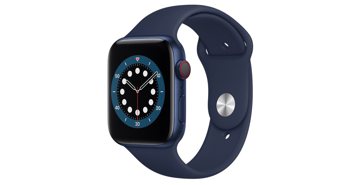 apple watch series 6 gps cellularモデル 44mmブルーアルミニウムケースとディープネイビースポーツバンド レギュラー