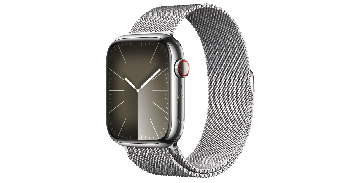 Apple Watch Series 9 (GPS + Cellularモデル) - 45mmシルバーステンレススチールケースとシルバーミラネーゼループを購入 Apple Watch 7 45MM セルラー シルバーステンレススティール