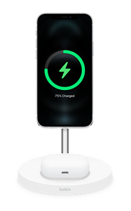 Belkin BOOST↑CHARGE™ PRO 2-in-1 Wireless Charger + Stand with MagSafe -  ホワイト - Apple（日本）