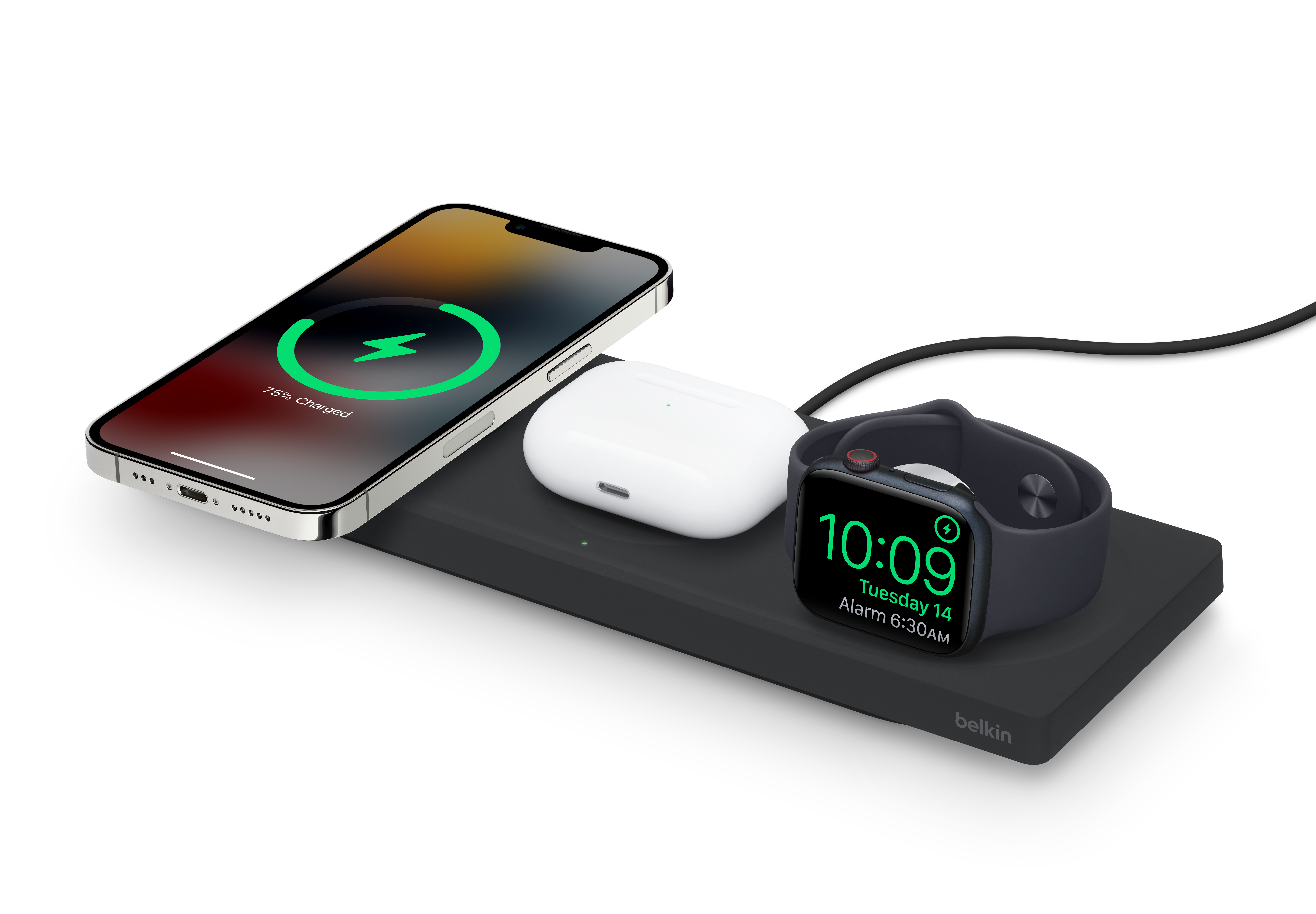 ベルキン 3-in-1 ワイヤレス充電パッド 電源アダプタ付 ブラック
