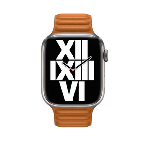 45mmケース用ゴールデンブラウンレザーリンク S M Apple 日本