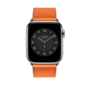 Apple Watch Hermes 44mmケース用ヴォー スウィフト オレンジ シンプルトゥールレザーストラップ Apple 日本