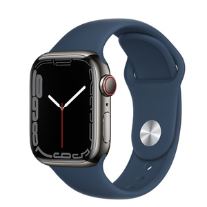 Apple Watch Series 7 Gps Cellular 41mm Graphite Stainless Steel Case With Abyss Blue Sport Band Regular Apple Hk