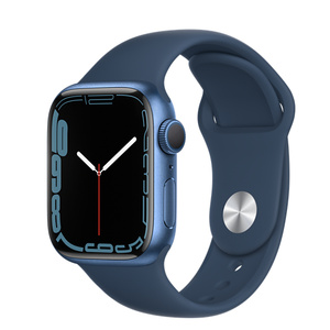 Apple Watch Series 7 GPS, 41‑mm Blue Aluminium Case with Abyss Blue Sport  Band — Regular - Apple (AU)