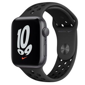 space grey apple watch with white nike band