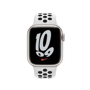 翻新applewatchnikeseries7gps41毫米星光色铝金属表壳白金配黑色nike