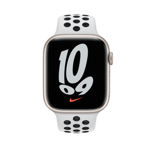 翻新Apple Watch Nike Series 7 (GPS)；45 毫米星光色铝金属表壳；白金