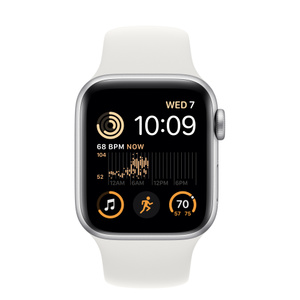 翻新Apple Watch SE (第二代) (GPS)；40 毫米银色铝金属表壳；白色运动