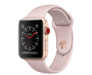翻新apple watch series 3 (gps   蜂窝网络),42 毫米金色铝金属表壳