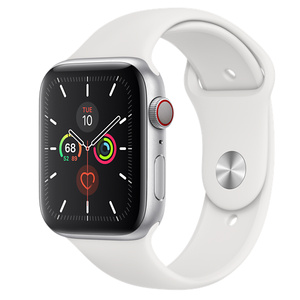 Refurbished Apple Watch Series 5 GPS + Cellular, 44mm Silver Aluminium Case  with White Sport Band - Apple (AU)