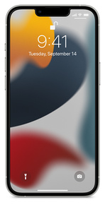 清澈通透的保护膜贴合在 iPhone 屏幕上，展示观看屏幕时保护膜出色的清晰表现。