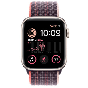 Apple Watch SE GPS, 44mm Starlight Aluminium Case with Elderberry Sport