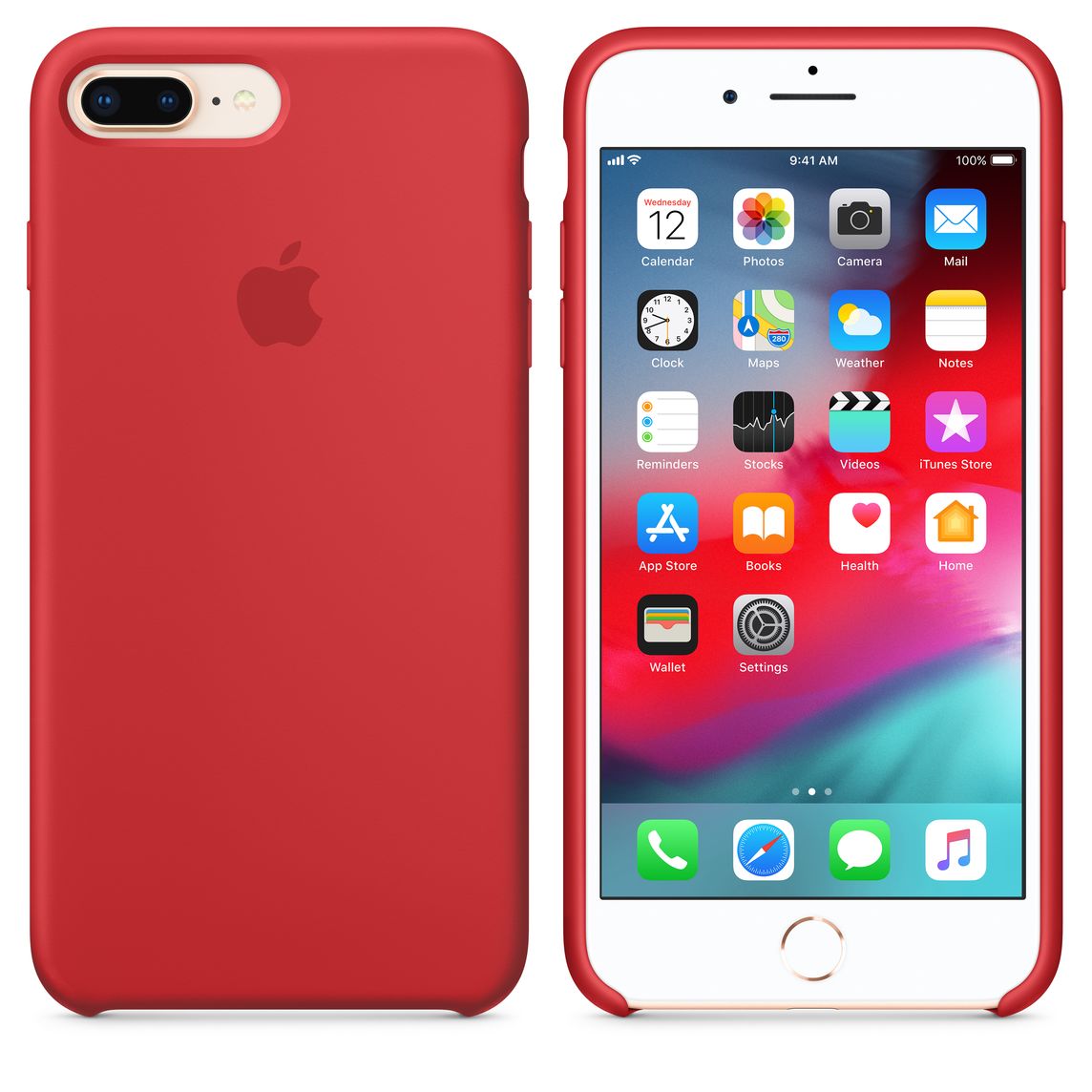 Iphone 8 Plus 7 Plus Silicone Case Product Red Apple Ph