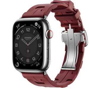 Apple Watch Hermès Series 9 GPS + Cellular, 45mm 실버 스테인리스 스틸 케이스, 그리고