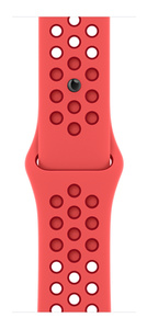 Bright Crimson and Gym Red Nike Sport Band, perforated fluoroelastomer rubber with pin-and-tuck closure