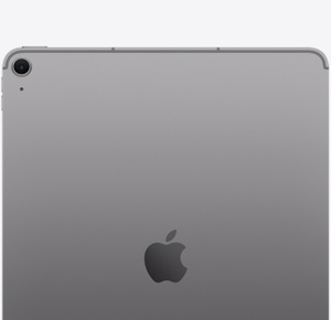 深空灰色 ipad air 背面外观,展示机身中央的 apple 标志和单摄像头.