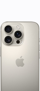 iPhone 16 Pro, back exterior, Natural Titanium, Pro camera system, centred Apple logo