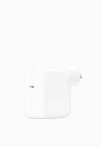 Power adapter, square, rounded corners, white, with removable outlet plug