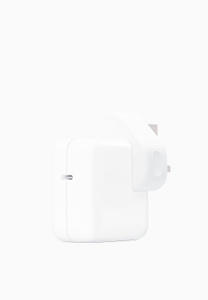 Power adapter, square, rounded corners, white, with removable outlet plug