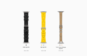 Bridon 싱글 투어, Kilim 싱글 투어, Twill Jump 싱글 투어를 포함하는 Apple Watch Series 10 Hermès 밴드.