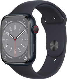 購買Apple Watch Series 8 (GPS)；45 公釐午夜色鋁金屬錶殼；午夜色